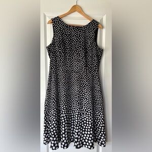 Talbots Black/White Polka Dot Fit and Flare Dress size 14